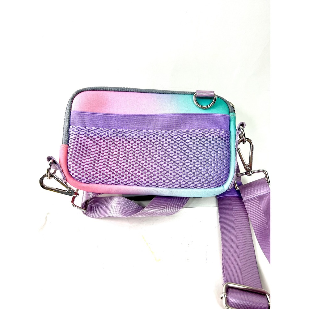 Alani Nu Ombre Crossbody Bag Teal Pink Gradient Neoprene Mesh Pocket Small - Picture 3 of 7